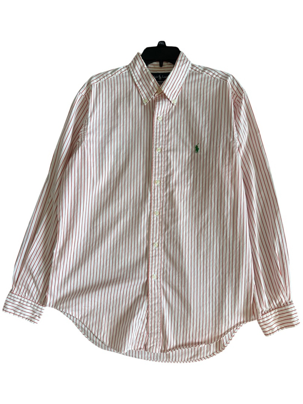Ralph Lauren Classic Fit Men's L Long Sleeve Orange White Striped Shirt